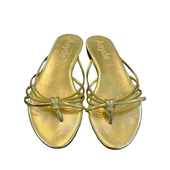 Aeyde Gold Strappy Mule Sandal Slides Dainty
Modern Minimal Leather 38 US 9 - Picture 2 of 5